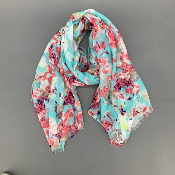 Cejon Accessories - Blue/Pink Sheer Oversized Women’s Floral Scarf NEW